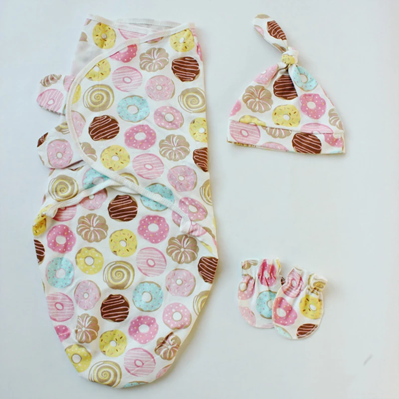 3 Pcs/set Cotton Swaddling Blankets Newborns Swaddle Anti-startle Baby Muslin Wrap Safely Infant Sleepsack Include Hat Gloves | Мать и