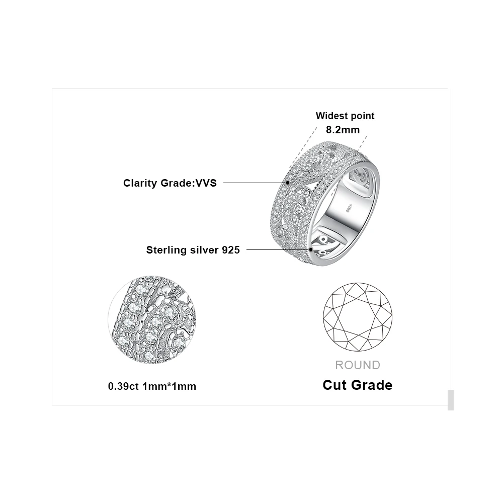 Женское кольцо из стерлингового серебра 925 пробы JewelryPalace CZ обручальное на