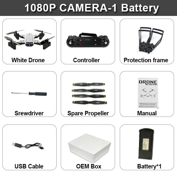 White-1080P-1BAT SG700D Радиоуправляемый Дрон с камерой 4K Wifi FPV Квадрокоптер 22 минуты управление временем полета складной Дрон Vs SG900 XS816 SG106 - Цвет: White-1080P-1BAT