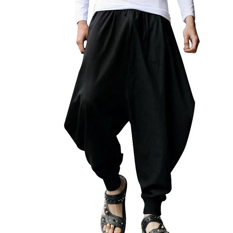 Новинка, однотонные мужские свободные широкие штаны-шаровары в стиле хип-хоп, повседневные мужские штаны для бега, танцевальные модные брюки, Мужская Уличная одежда