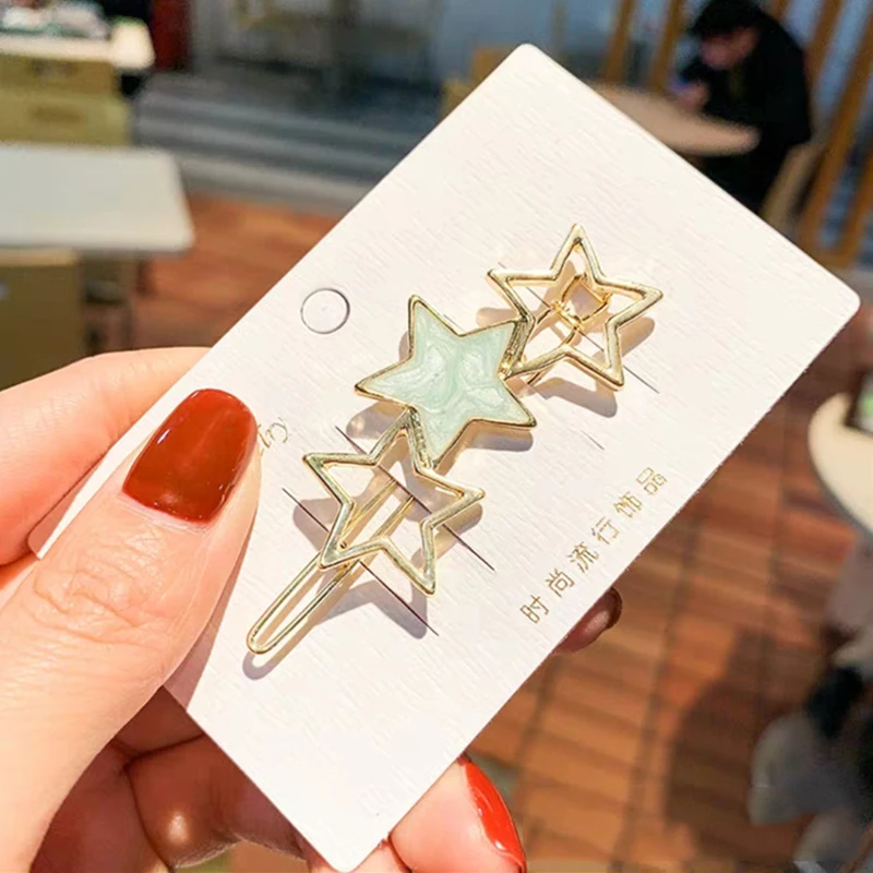 Korean Star Hairpin Sweet Japanese Sky Bangs Clip Women Hair Clips Geometric Starry Girls Ornament Jewelry | Детская одежда и
