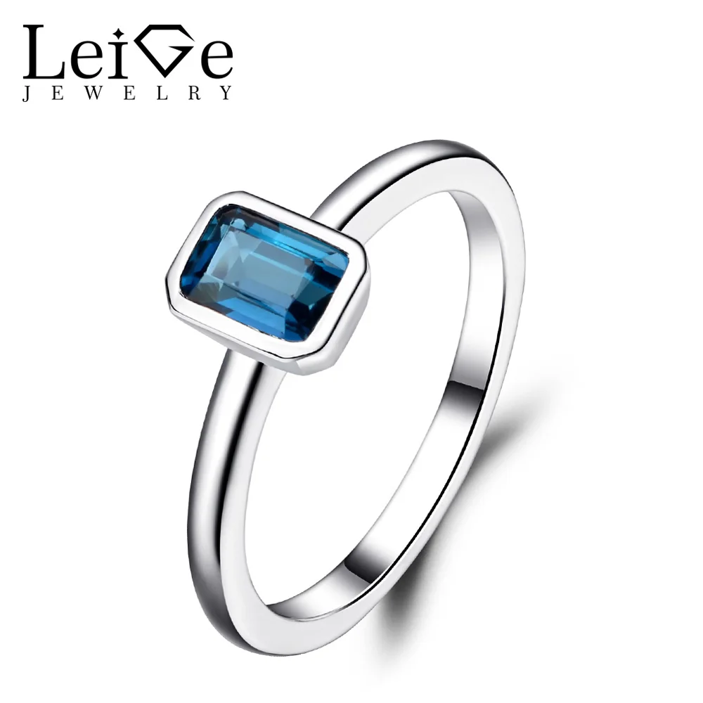 

Украшения leige London Blue Topaz кольца для женское кольцо на юбилей Стерлинговое Серебро 925 пробы с изумрудом ювелирное изделие