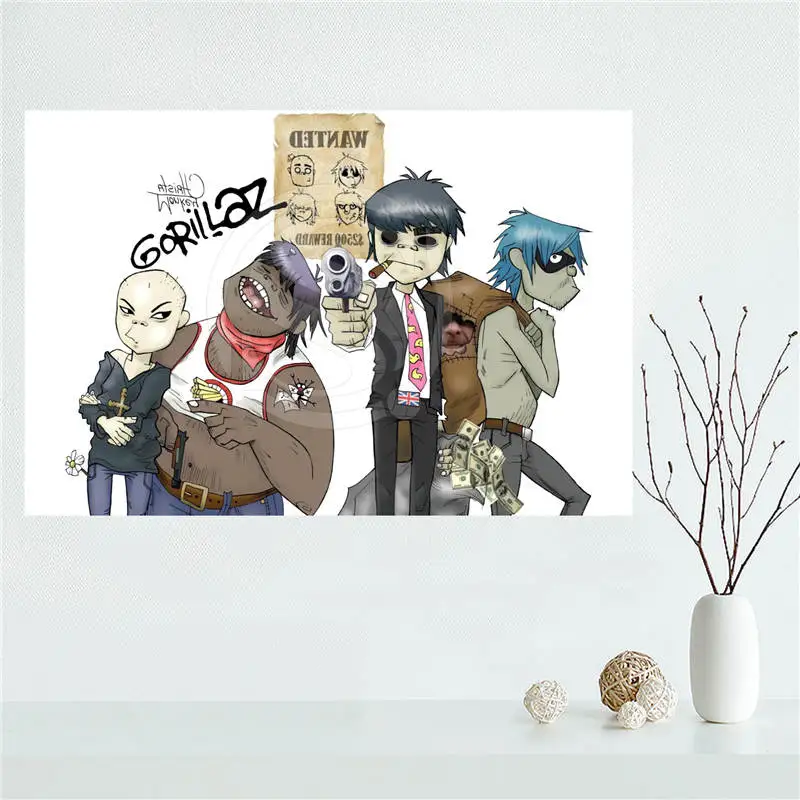 Y530L63 Custom Gorillaz Anime cartoon Canvas Painting Wall Silk Poster cloth print DIY Fabric F#59 | Дом и сад