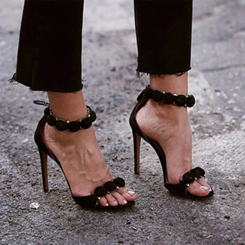 Teahoo/летние сандалии гладиаторы из флока с заклепками женские босоножки замком