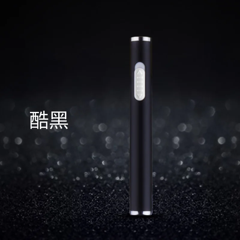 Black Металлическая Полоса usb зарядка Зажигалка воздушный поток Индукционная перезаряжаемая электрическая зажигалка USB Электронная зажигалка ветрозащитный - Цвет: Black