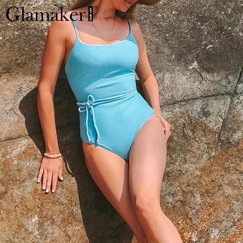 Женский ребристый боди Glamaker бандажный с открытой спинкой и пуш апом на лето|Боди|
