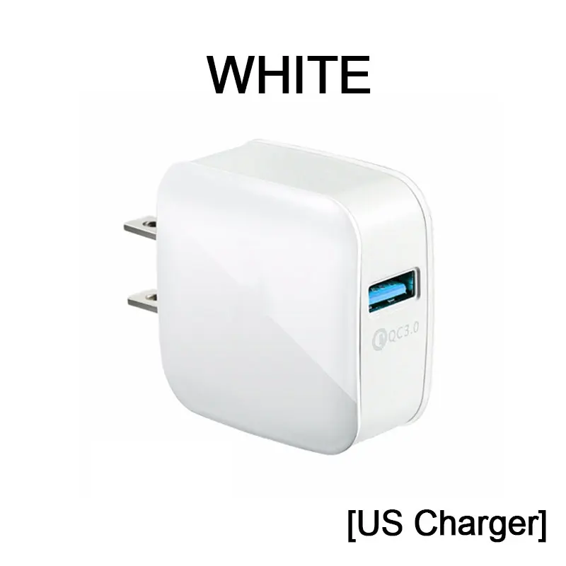 US-White QC3.0, зарядное устройство для мобильного телефона, ЕС, США, адаптер, вилка 5V3A, быстрая зарядка для универсального смартфона, usb, быстрая зарядка, 3,0, для путешествий, настенный - Тип штекера: US-White