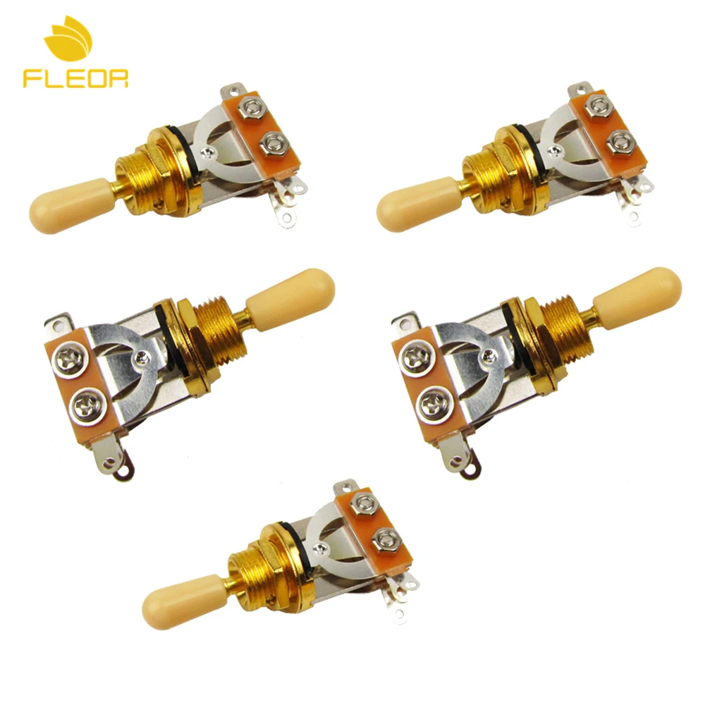 FLEOR 5 шт. 3 ходовой переключатель гитарный позолоченный с Кремовым верхом для