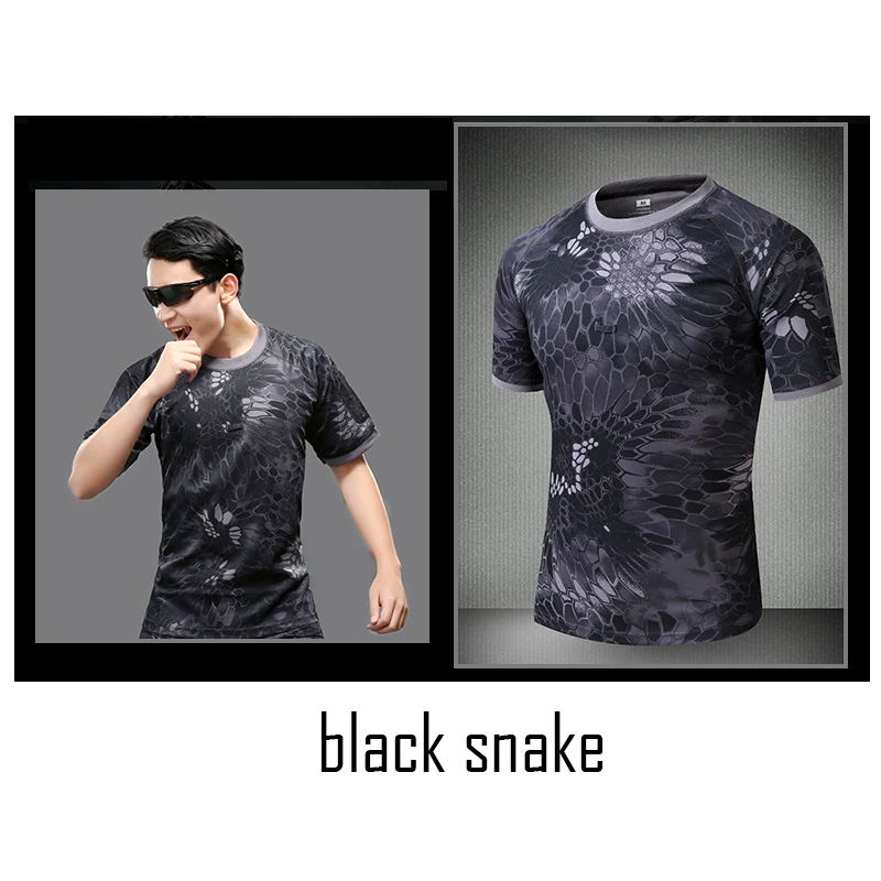 black snake Merdouk Для мужчин быстросохнущая футболка с круглым вырезом футболки тактическая группировка сухопутных сил дышащая короткий рукав - Цвет: black snake