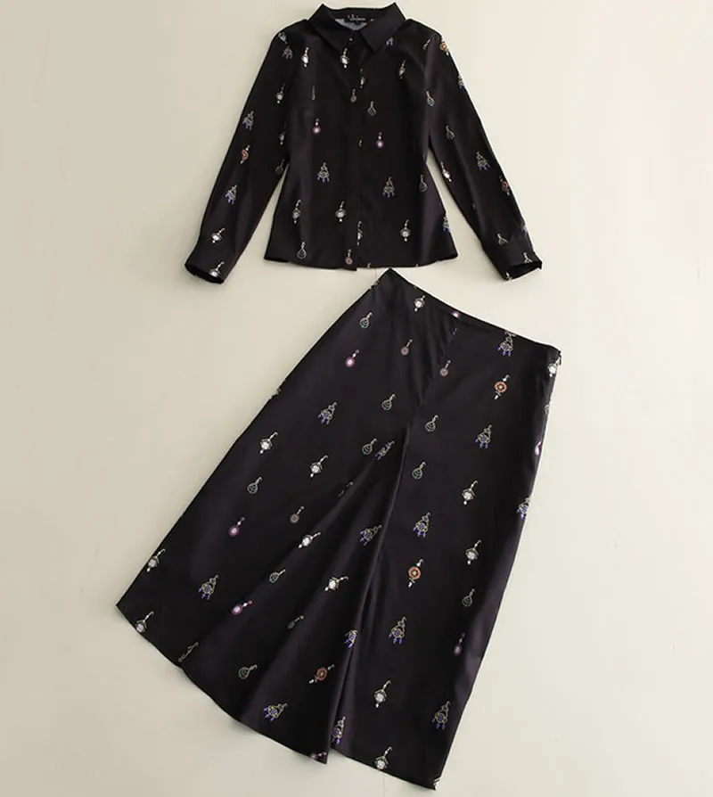 Женская рубашка и юбка с длинным рукавом принтом| |