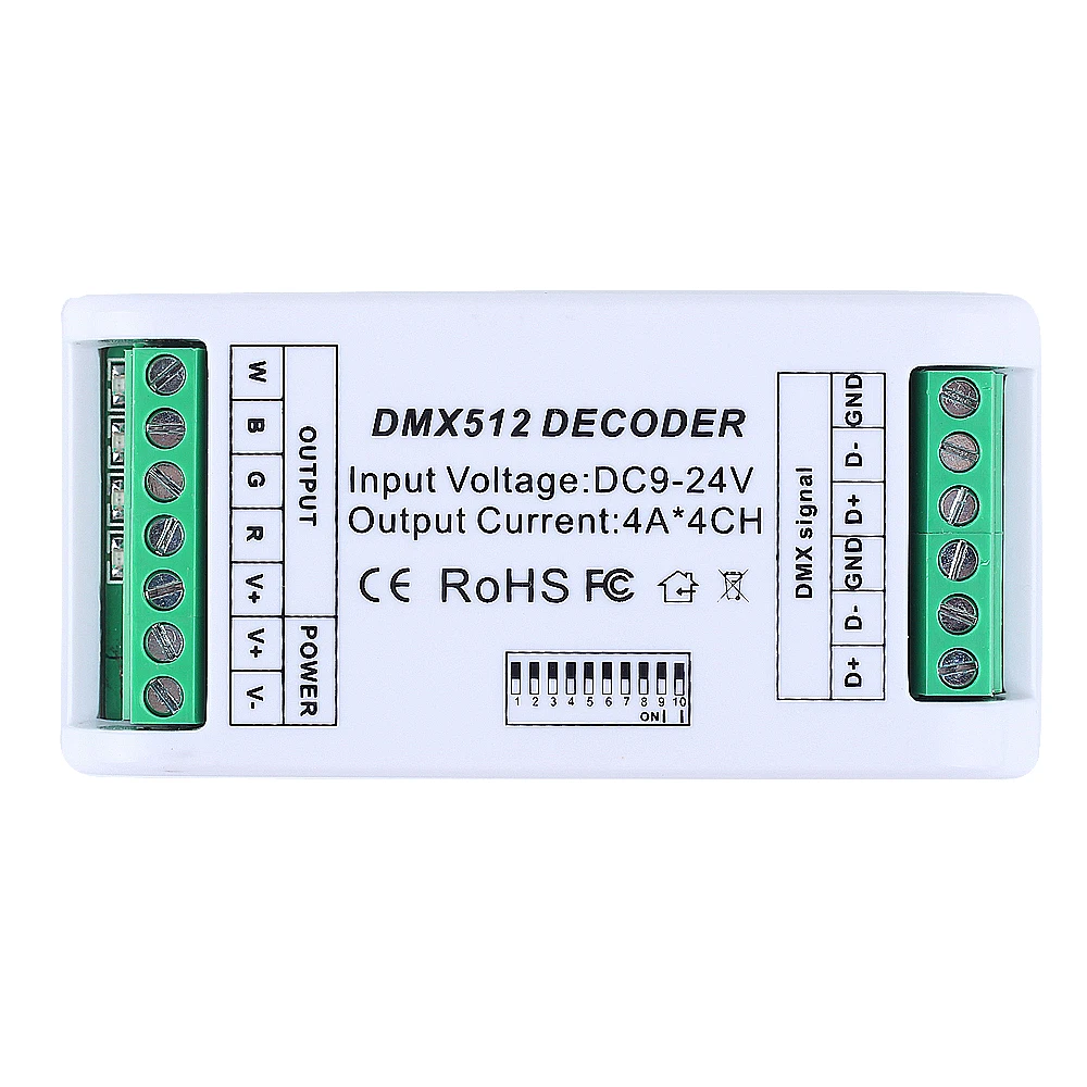 Новинка контроллер светодиодной ленты 4 канальный мини декодер DMX 512 RGB консоль