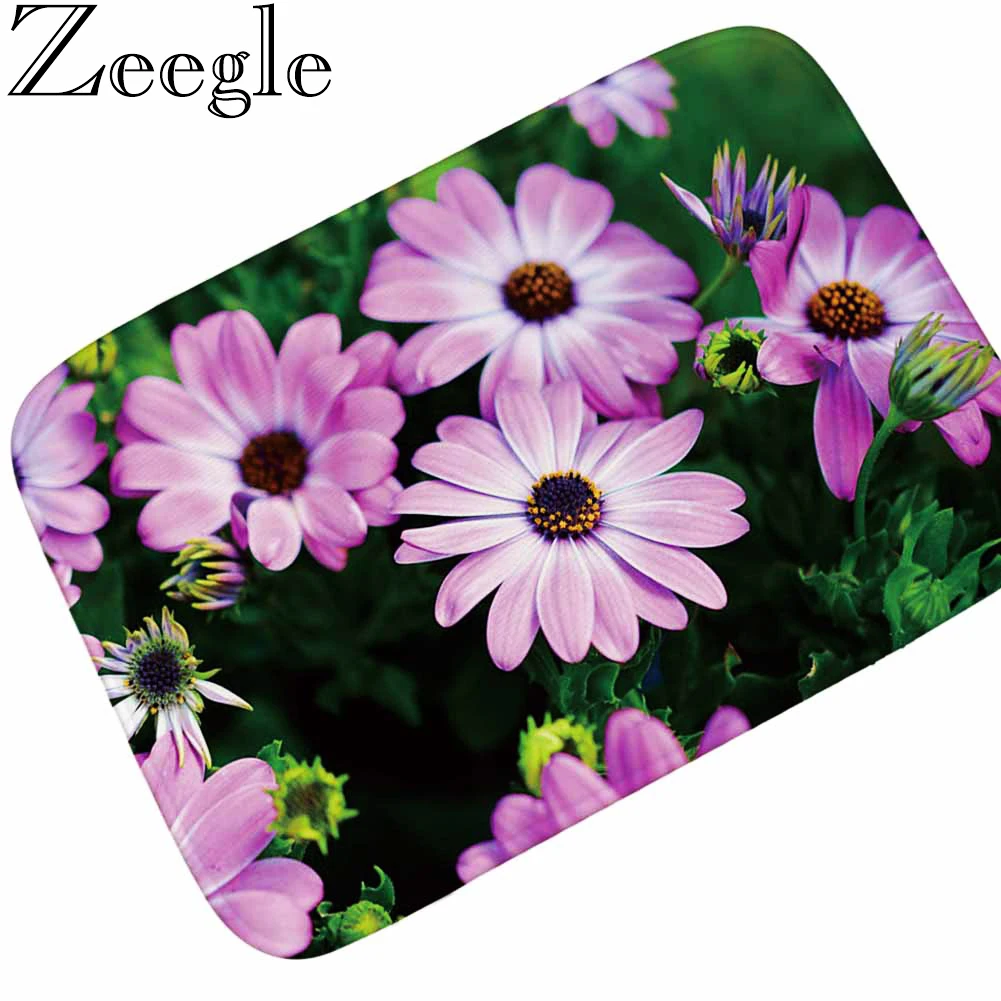 Zeegle фланелевый коврик для входной двери домашний декор 3D цветочный принт входная