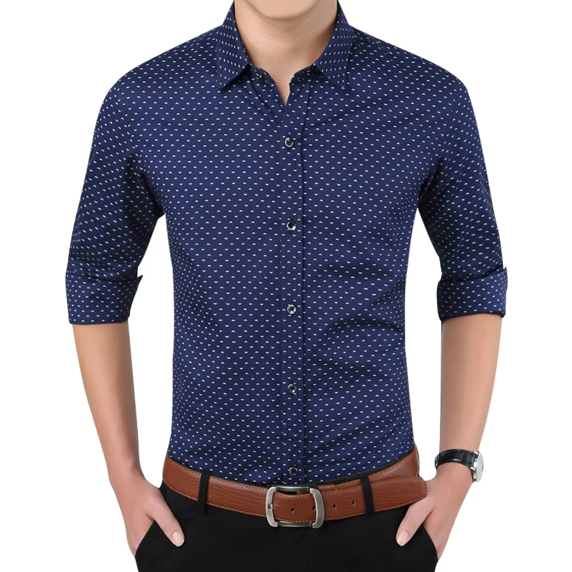 Для мужчин рубашка Мода 2017 г. брендовые весенние дышащие с длинными рукавами