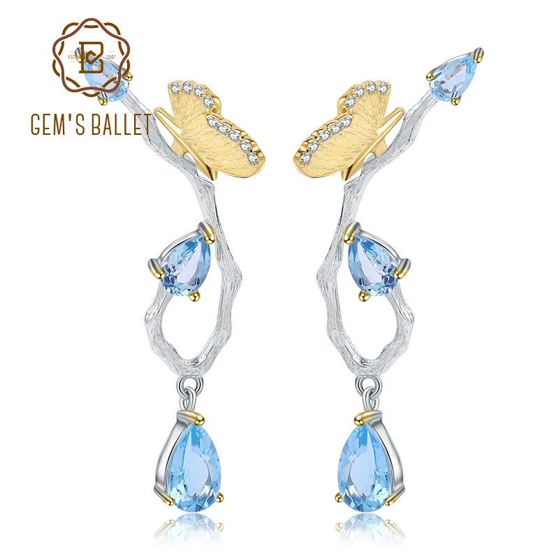 Женские серьги-бабочки GEM'S BALLET серьги из стерлингового серебра 925 пробы с