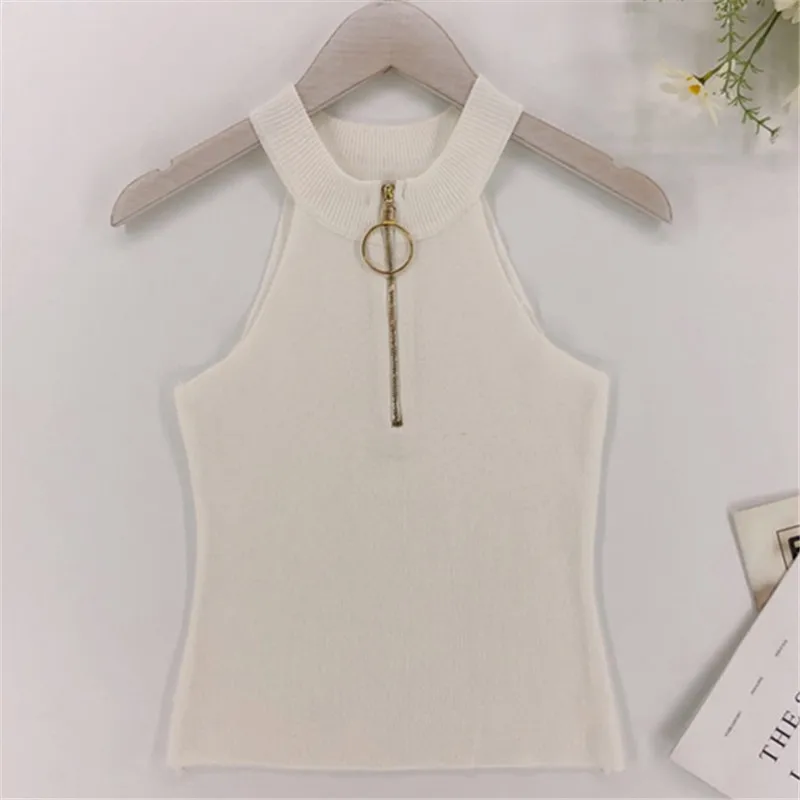 75069white blouse Woherb шикарная Сексуальная однотонная Корейская женская блузка с открытыми плечами, короткие рубашки без рукавов, новинка, модные вязаные Блузы 75069 - Цвет: 75069white blouse