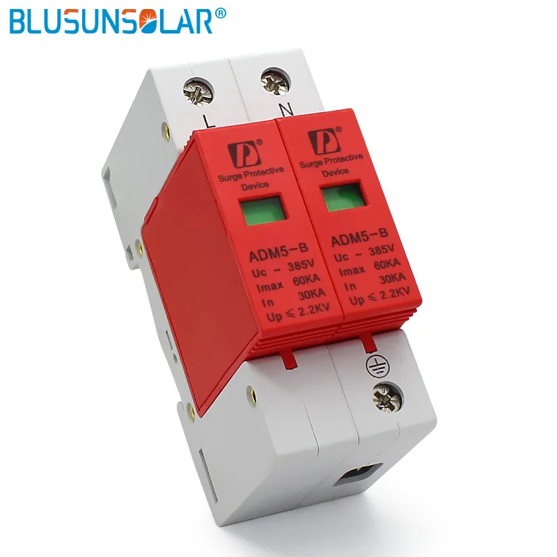Фото 5 шт./партия din-рейка 35 мм 2P 80KA 380V AC SPD домашнее Низковольтное анти-молниеносное защитное устройство №1