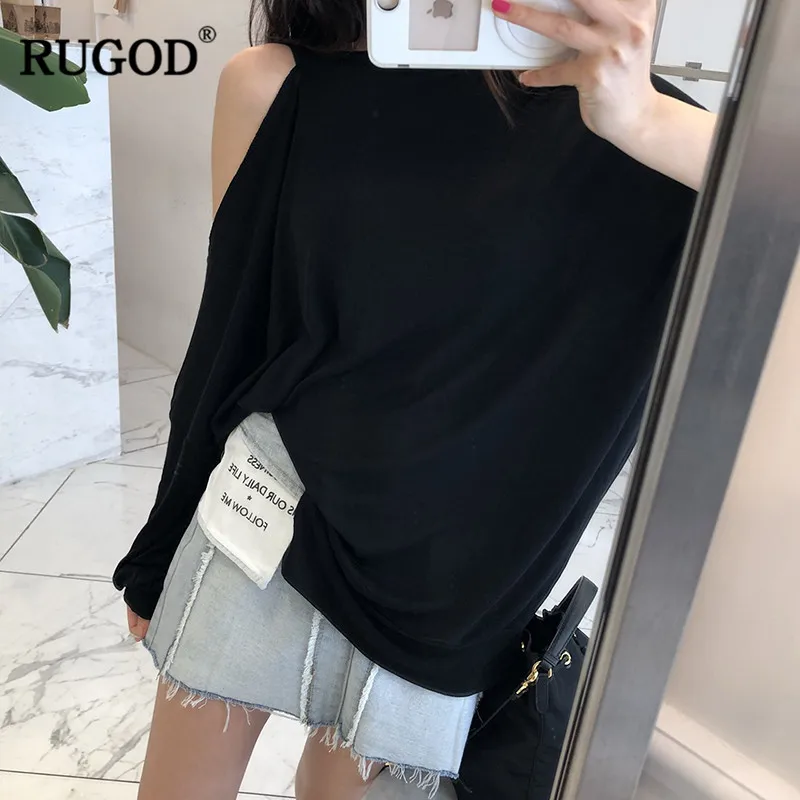 Новая женская пикантная Свободная блузка RUGOD с вырезами и открытыми плечами
