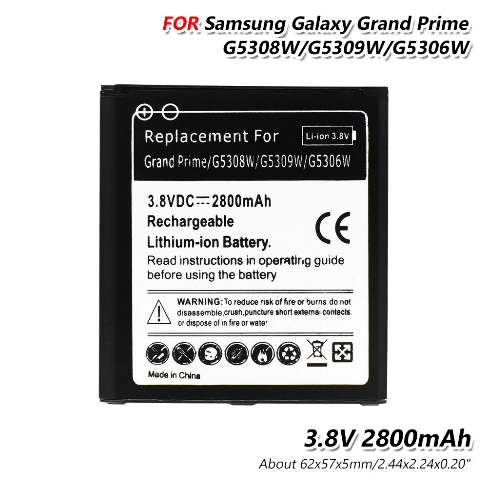 Премиум 62x57x5 мм 3,8 в 2800 мАч Замена литий-ионная батарея для samsung Galaxy Grand Prime G5308W/G5309W/G5306W/G530H