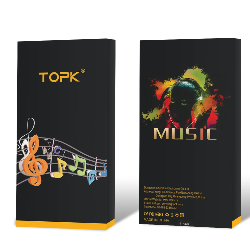 Проводные наушники TOPK для телефона с двойным драйвером Hi Fi стерео вкладыши 3 5 мм
