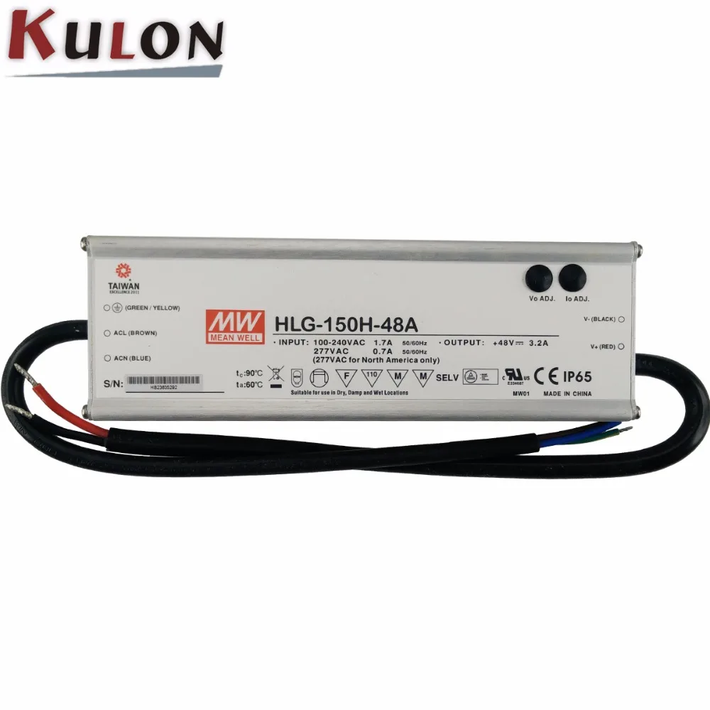 Оригинальный бренд MEAN WELL представляет HLG 150H 48A 48V Питание питания с одним выходом