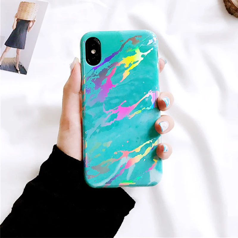 5 SUYACS глянцевый мраморный чехол для телефона для iPhone XS MAX XR X 6 6S 7 8 Plus, подставка, кольцо на палец, мягкий IMD лазерный чехол для телефона, чехол s - Цвет: 5