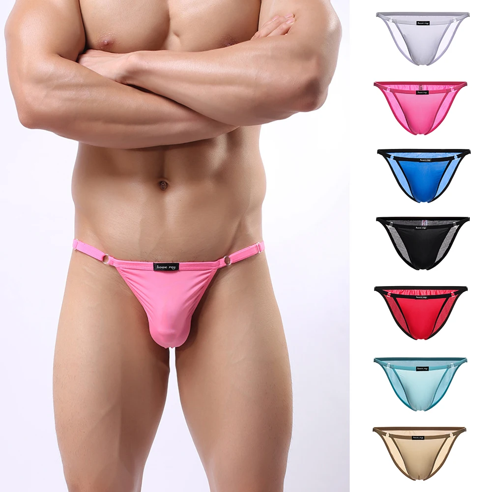 

Silk Thongs Jockstrap Low Lingerie Rise Underwear Strings Lights Pouch See-through Briefs Y-front