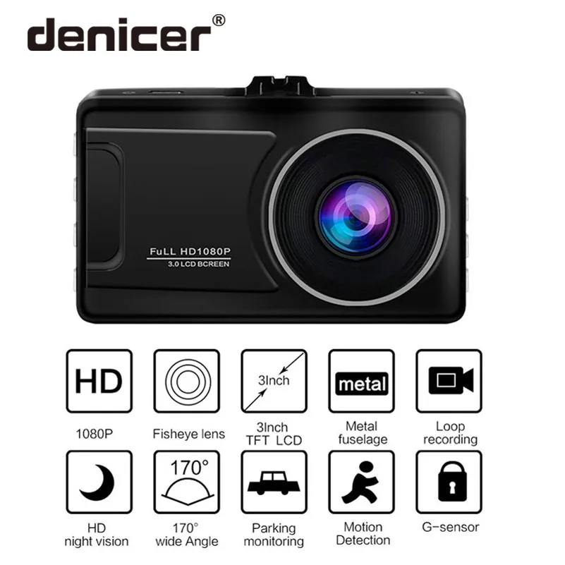 Denicer видеорегистратор Full HD 1080P Автомобильный Камера Регистратор 170 градусов