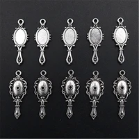 10pcs silver color metal retro yin yang makeup mirror charm alloy pendants bracelet key chain diy metal jewelry handmade a1553