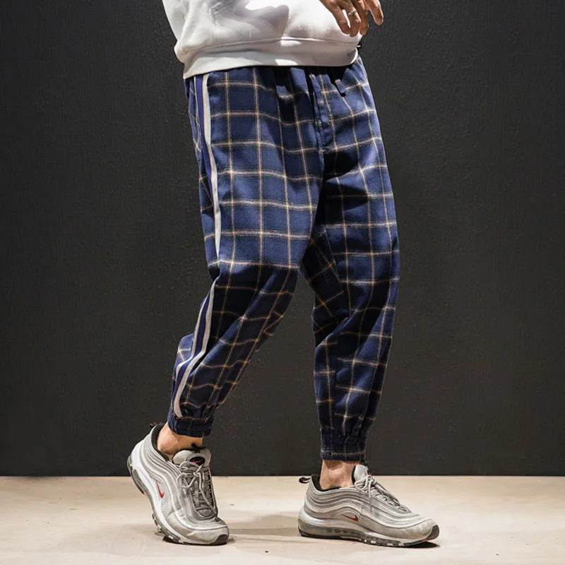 Весна 2019 мужские шотландские винтажные клетчатые брюки султанки до щиколотки