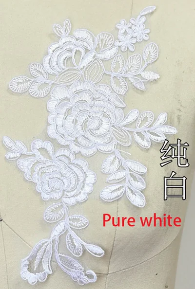 Pure white 10 шт цветов, Цветочная Кружевная аппликация, цветочное украшение, кружевная ткань для одежды, аксессуары, ПРИШИТАЯ ткань, костюм, ремесло - Цвет: Pure white
