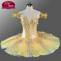 adult yellow ballet tutu flower fairy pancake nutcracker ballerina dress pancake ballet skirt ld0076