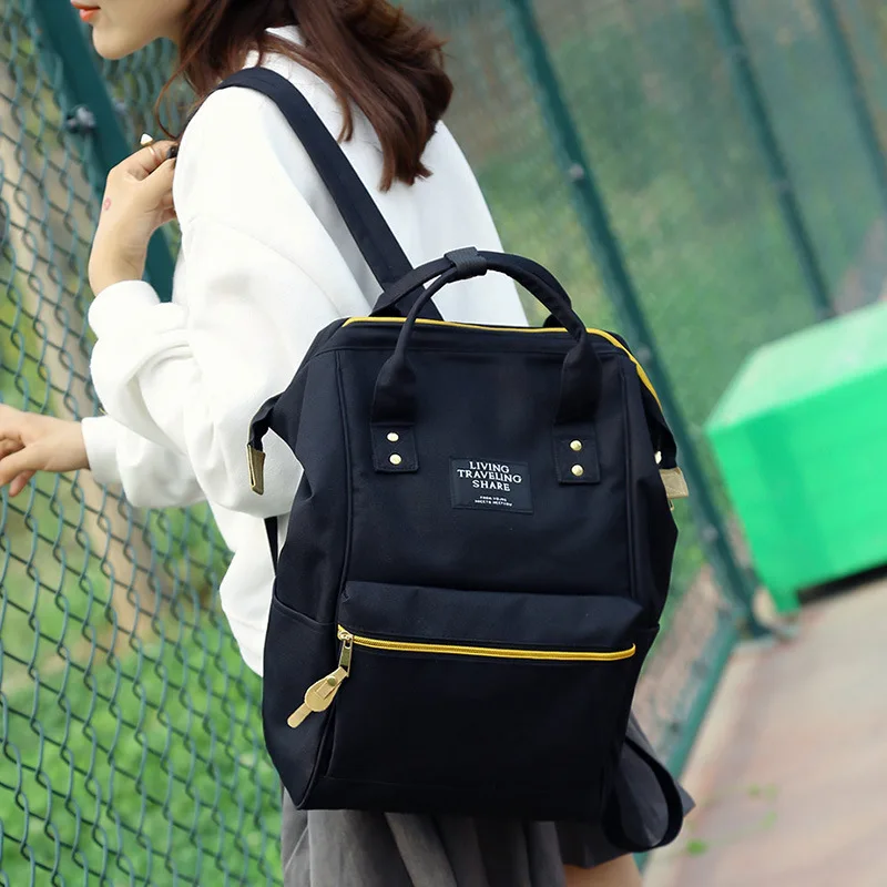 Однотонный рюкзак школьная дорожная сумка на два плеча молнии женский холщовый