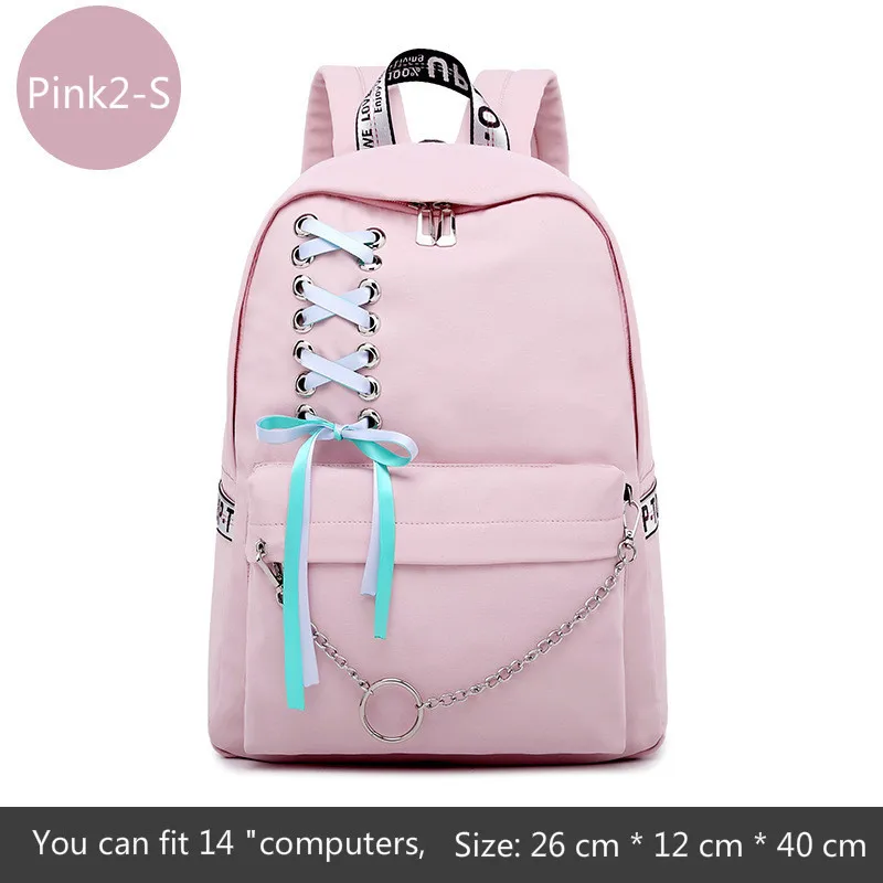 Pink2-S Модная школьная сумка для девочек, Женский школьный рюкзак для ноутбука, детские школьные сумки для девочек-подростков, женские серые рюкзаки, Mochila Escolar - Цвет: Pink2-S