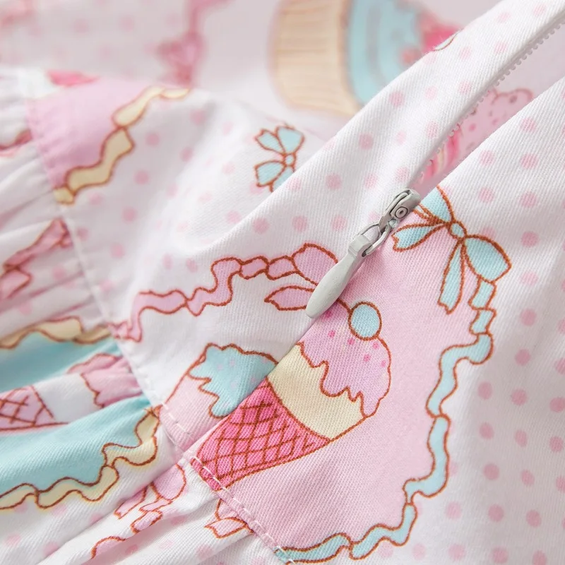Girls Dresses Printed Cotton Cute Kids For Sweet Ice Cream Children Clothing New Year Princess Clothes | Детская одежда и обувь