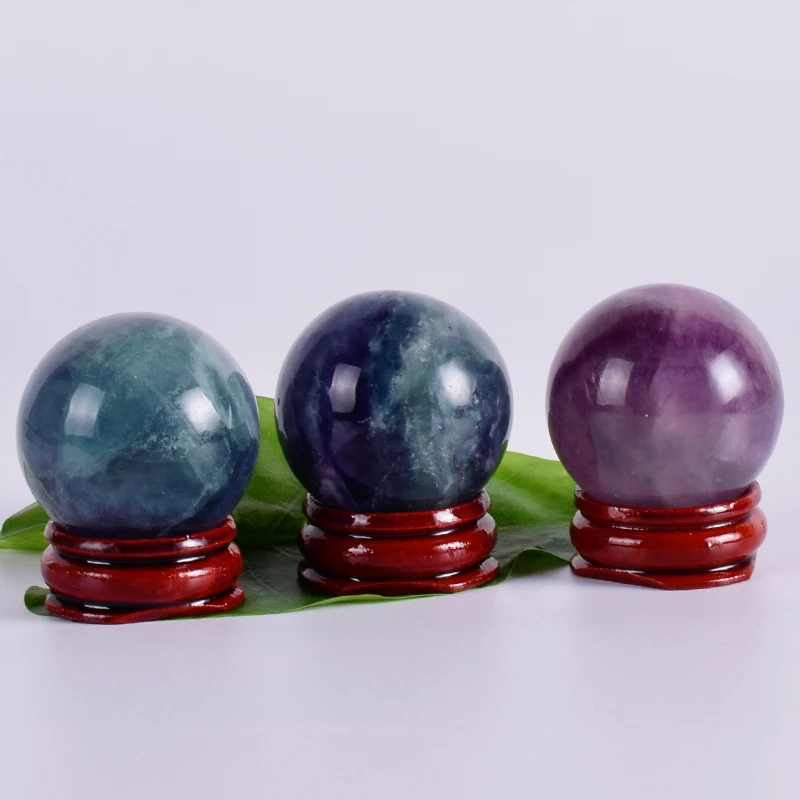 

Natural Fluorite Ball Mineral And Quartz Sphere 35mm Vivid Hand Massage Crystal Ball Healing Feng Shui Home Decor Accessory