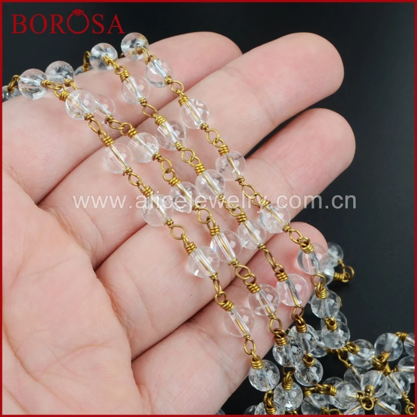Женская круглая цепочка с бусинами 6 мм JT121|bead chain|rosary chainbeading wire |