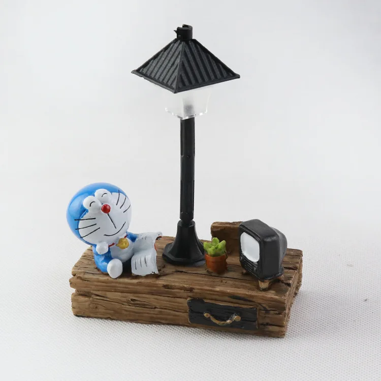 Doraemon ночник из смолы Милая модель фигурки сказочные животные миниатюрные