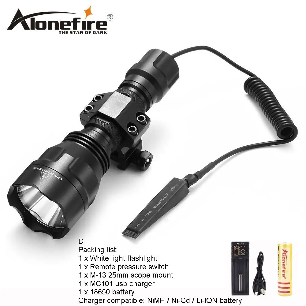 C8 M-13-I AloneFire C8 CREE XM-L2 T6 светодиодный тактический светильник фонарь страйкбол прицел ружья светильник 18650 перезаряжаемый аккумулятор - Испускаемый цвет: C8 M-13-I