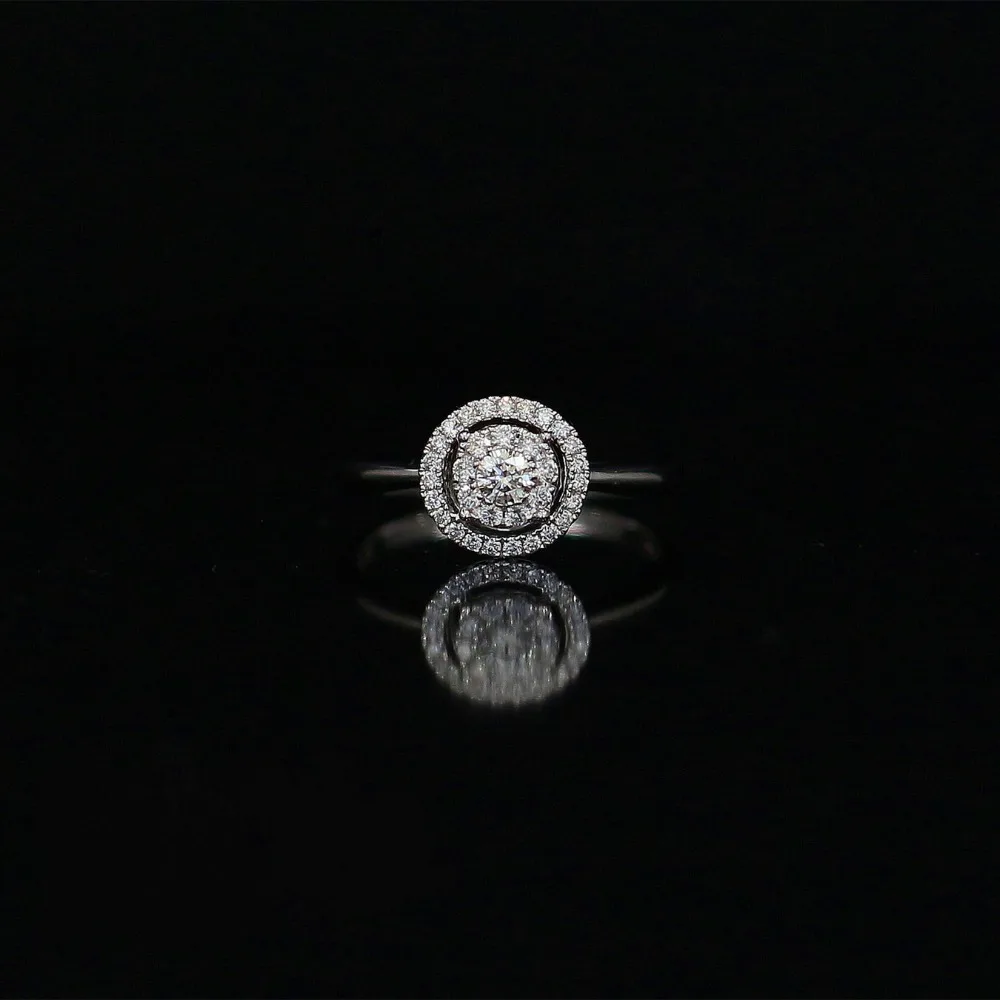 LASAMERO 0. 12CT FG/SI круглое современное кольцо с натуральным бриллиантом Halo для женщин