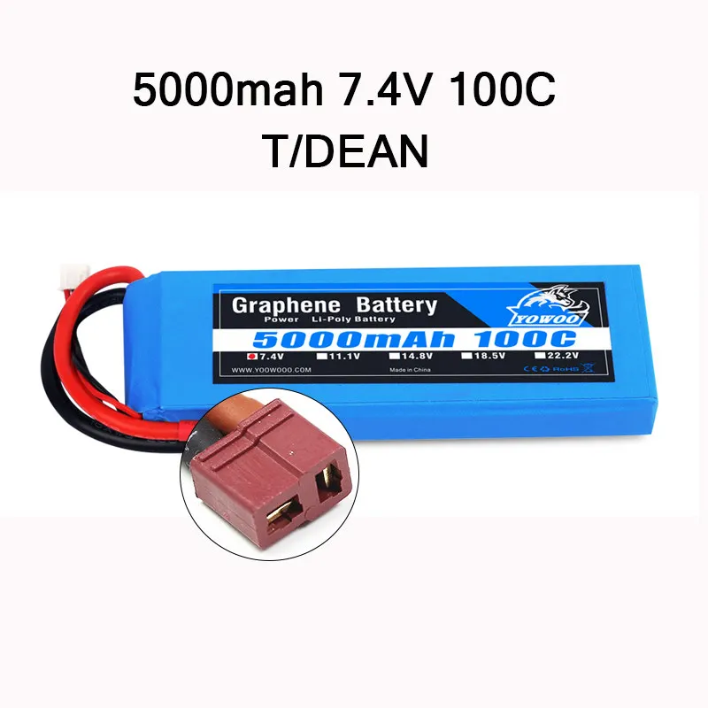 RC графеновая батарея Lipo 2S 7,4 V 3S 11,1 V 4S 14,8 5S 18,5 V 6S 22,2 V 5000mAh 100C XT60 XT90 для радиоуправляемого автомобиля вертолета - Цвет: 2S 5000mah 100C T
