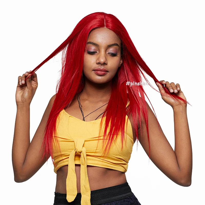 Pinshair красный 99J перуанские прямые волосы 4*4 парик с закрытием шнурка для черных