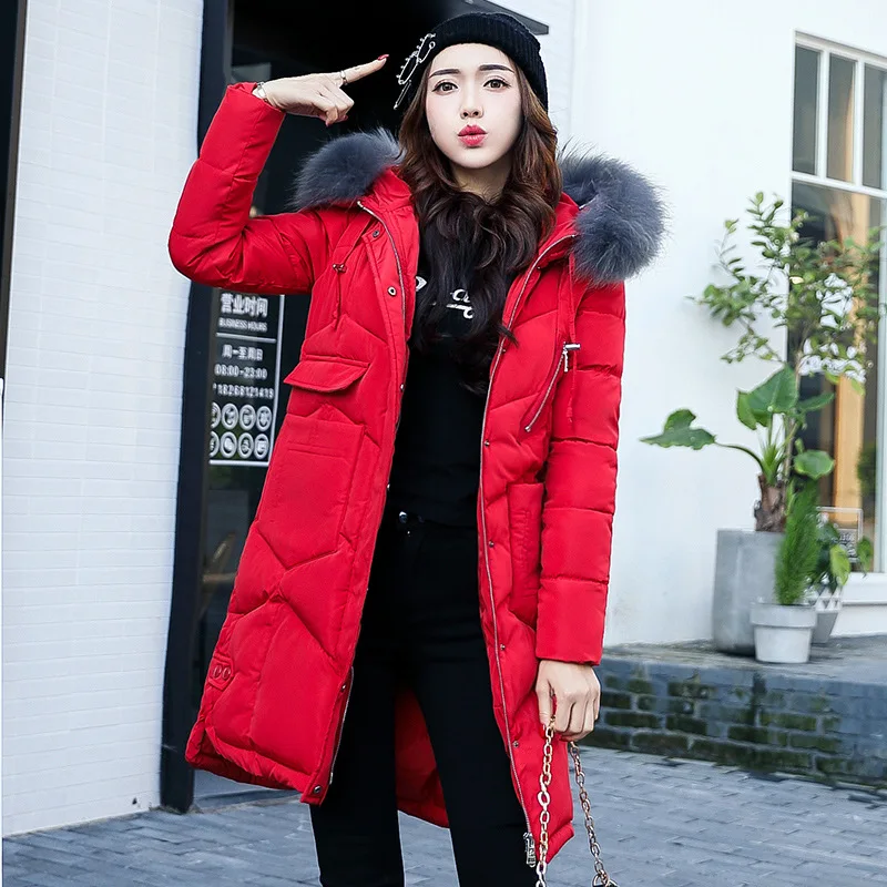 Neploe 2019 Winter New Hooded Thick Slim Down Cotton Jacket Women Big Fur Collar Warm Long Parkas Zipper Pocket Coat 66335 | Женская