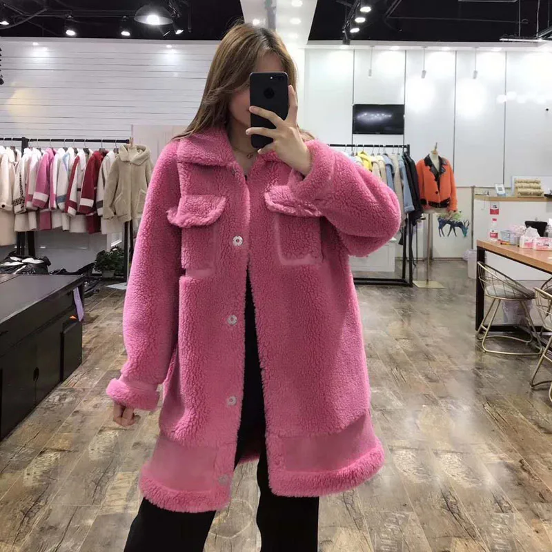 1 Высокое качество abrigos mujer 70% куртка из натурального шерстяного меха искусственная кожа Праздничная женская одежда зимняя парка овечий мех длинная корейский стиль - Цвет: 1