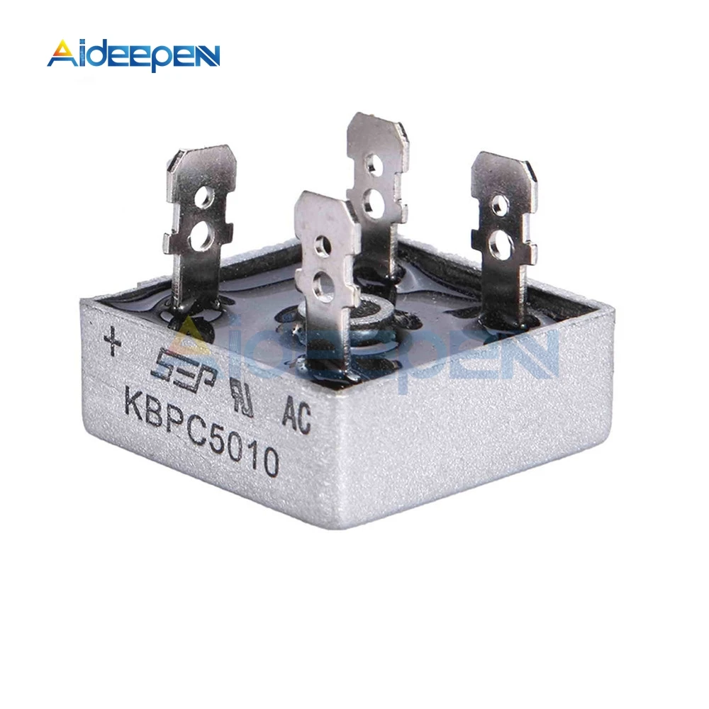 1PCS KBPC5010 50A 1000V Bridge Rectifier Metal Case for Maximum Heat Dissipation 2.8cm Square Diode | Инструменты