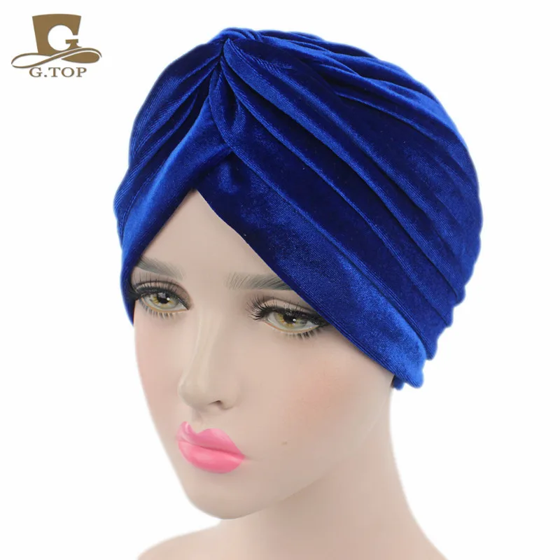 Новый роскошный мягкий бархатный тюрбан велюровый чехол для волос шапка хиджаб 16