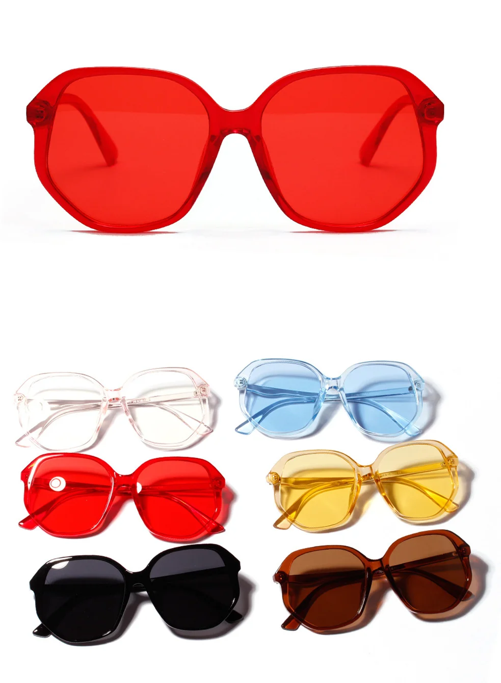 YOOSKE Oversized Women Sunglasses 90s Luxury Brand Designer Candy Colors Sun Glasses Ladies Retro Irregular Frame Glasses