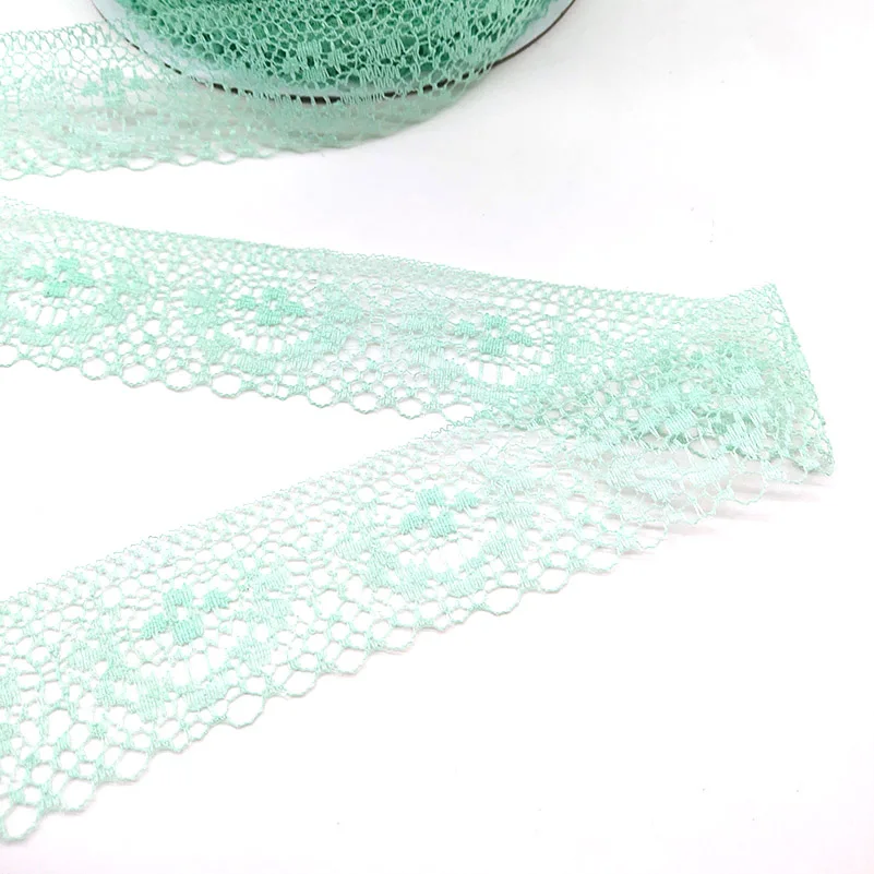 Light green 10 ярдов Высокое качество красивое черное кружево, лента, тесьма 40 мм кружевная отделка DIY вышитые для шитья украшения африканская кружевная ткань - Цвет: Light green