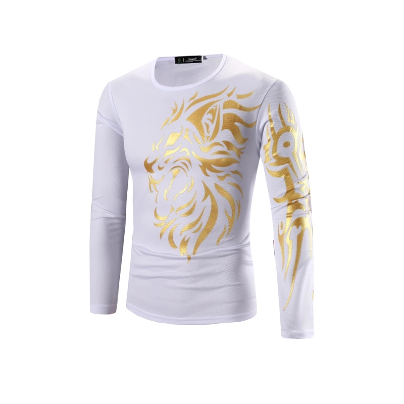 Мужская футболка с длинным рукавом круглым вырезом и принтом дракона|t-shirt brand