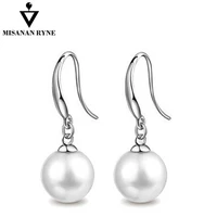 misananryne nice shipping 1pair silver color imitation pearl dangle earrings for women new jewelry diameter 8mm10mm12mm fy