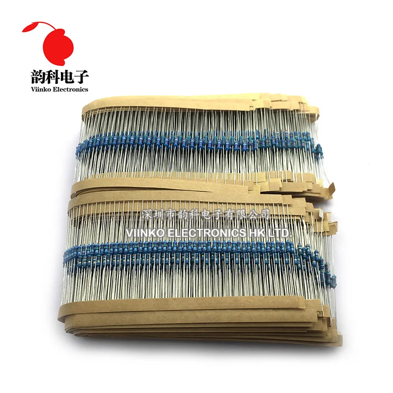 

Total 2100pcs 1/4W Metal Film Resistor Assorted Kit 21 Values 1 Ohm~1M Ohm 100pcs Each value Good quality